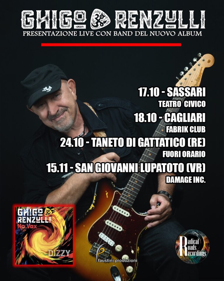 Continuano i live di Ghigo Renzulli dal 17 ottobre 2025